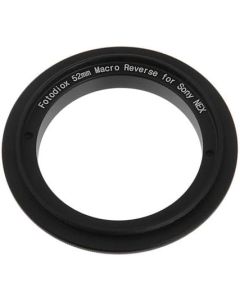 Fotodiox 52mm Filter Thread Macro Reverse Mount Adapter Ring for Sony E-Series Camera, fits Sony NEX-3, NEX-5, NEX-5N, NEX-7, NEX-7N, NEX-C3, NEX-F3, Sony Camcorder NEX-VG10, VG20, FS-100, FS-700